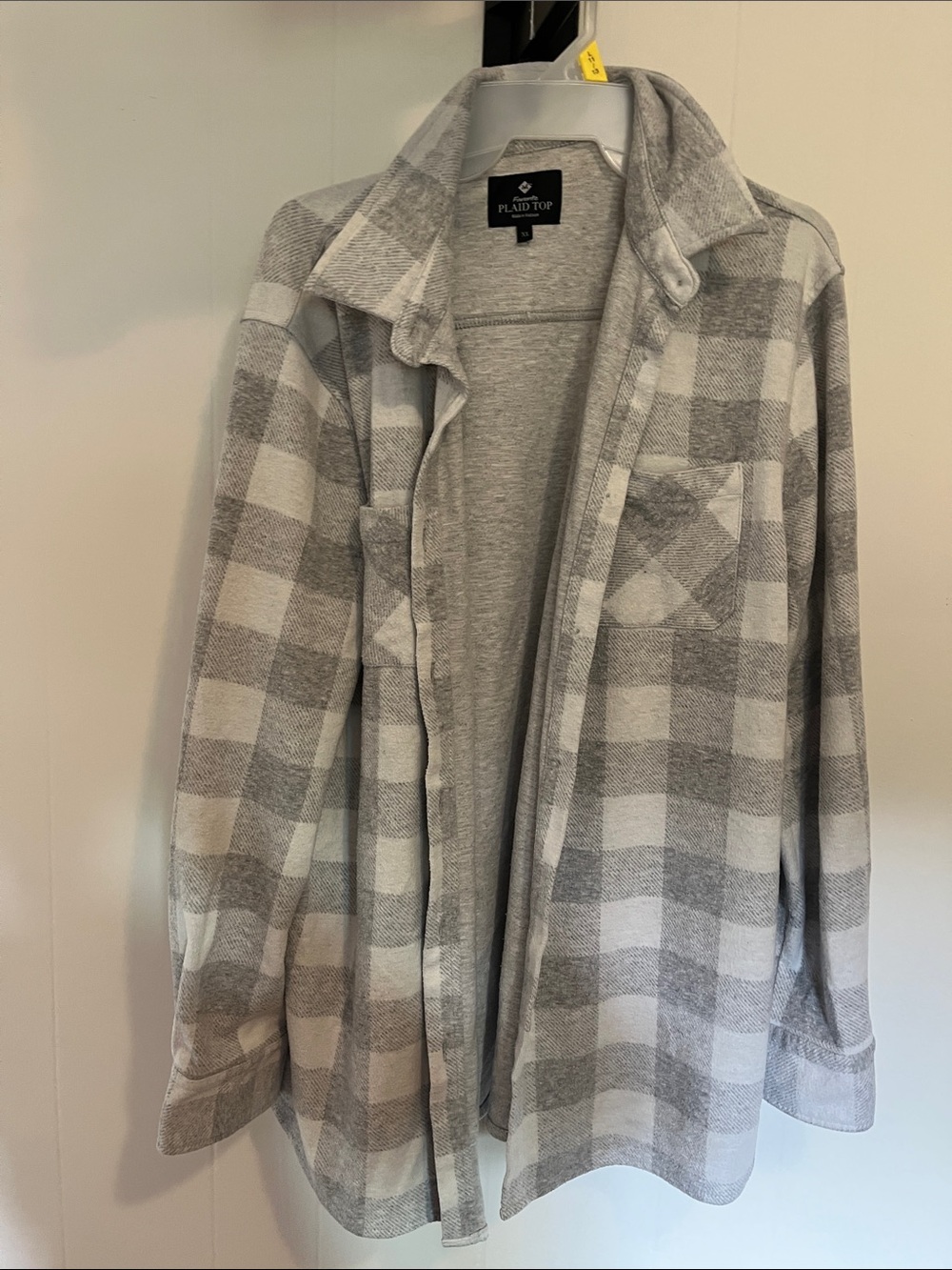 Women's Gray & White Plaid Shacket